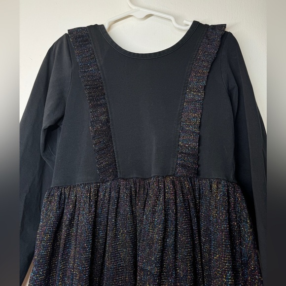 Hanna Andersson Black Multicolor Shimmer Iridescent Long Sleeve Dress Size US 5 - Picture 4 of 14